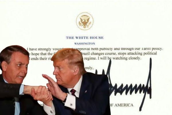 Trump publica carta para Bolsonaro e diz que processo contra ex-presidente deve terminar IMEDIATAMENTE